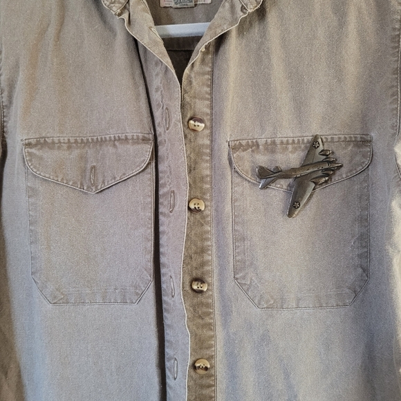 VTG Banana Republic military Jumpsuit shoulder pads and airplane pin - Picture 1 of 15